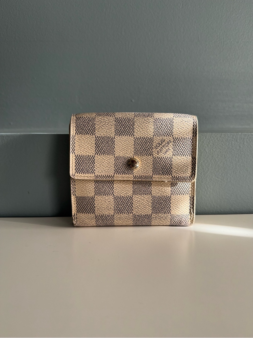 Louis Vuitton Beige and Blue Check Compact Wallet
